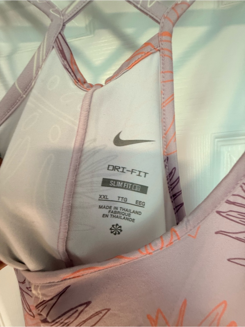 Nike Women’s Lavender Strappy Tank Top with Leaf Print - Picture 2 of 4